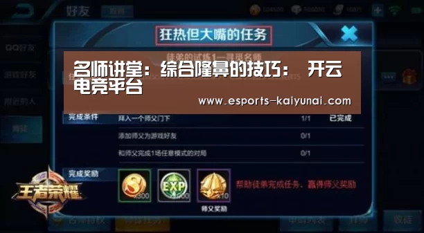 名师讲堂:综合隆鼻的技巧: 开云电竞平台(图1) 开云电竞官网
